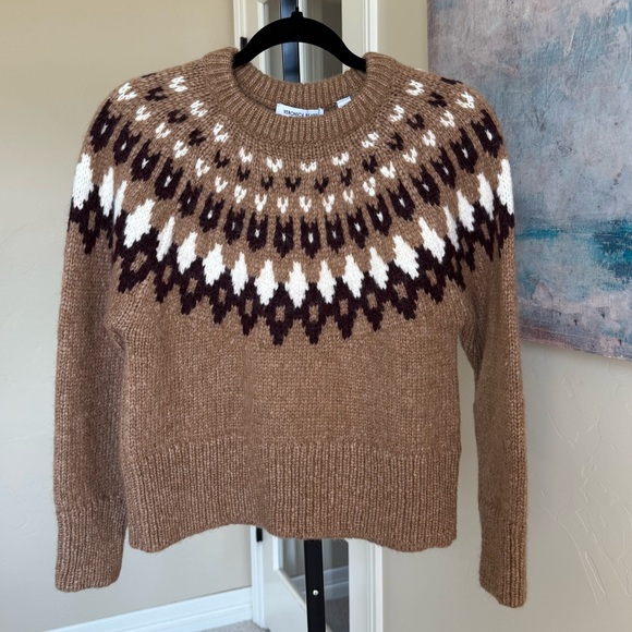 Veronica Beard Anne Fairisle Wool Alpaca Sweater Russet Brown Size Small New - Picture 2 of 7